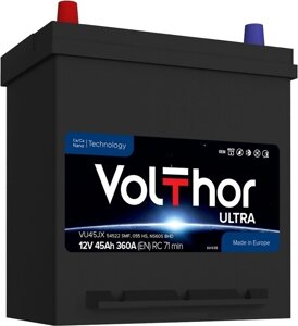 Акумулятор автомобільний VolThor VU45JX 54522 SMF, 055 HS (Ultra, Ca/Ca, 12V, 45Ah, EN360A, RC 71 min, Asia,