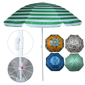 Парасолька (зонт) пляжна Stenson MH-0039-MIX «Designs» (Ø2 м, 8 спиць, 4 кольри, чохол в комплекті) [Склад зберігання:
