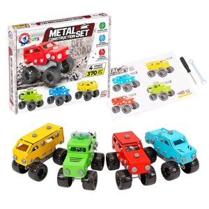 Конструктор металевий 9956 "Technok Toys", 370 деталей, 4 машинки, в коробці [Склад зберігання: Одеса №4]