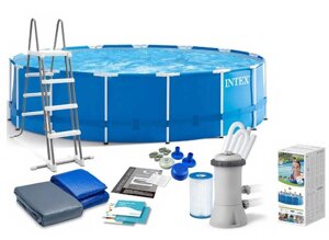 Intex ПОШКОДЖЕНЕ ПАКУВАННЯ Басейн каркасний 28242 NP від 6 років, d=457см, висота 122см,16805 л, насос 3785л/г [Склад