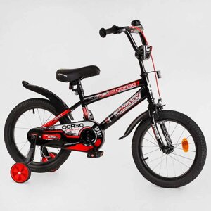 Велосипед 16" дюймів 2-х колесний CORSO “STRIKER" EX-16128 (1) ручне гальмо, дзвіночок, дод. колеса, ЗІБРАНИЙ НА 75%