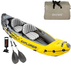 Каяк надувний двомісний (байдарка) Intex 68307 Explorer K2 (91*312 см., навантаження до 180 кг., весла, ручний насос,