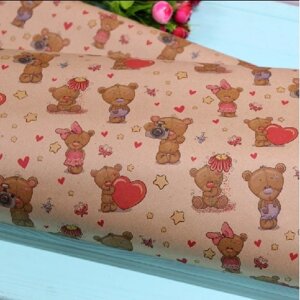 Папір пакувальний крафт "Ведмедик на бурому" 70*100см 10л/уп Stenson (1085K) [Склад зберігання: Одеса №3]