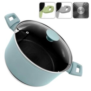 Каструля з кришкою лита мармур "Megastone" інд. дно 22*10.5см Stenson 10372-22 [Склад зберігання: Одеса №3]