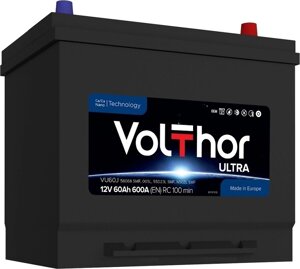 Акумулятор автомобільний VolThor VU60J 56068 SMF, 005L (Ultra, Ca/Ca, 12V, 60Ah, EN600A, RC 100 min, Asia, 173*220*230