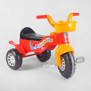 Велосипед триколісний 07-116 (1) “Pilsan” колір Червоно-жовтий, пластикові колеса з прогумованою накладкою, пищалка,