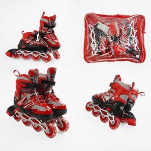 Ролики дитячі Best Roller 73426-S (розсувні, розмір 29-33, колеса: 4/Ø65 мм/PVC, в один ряд, гальмо: задніє, підсвітка,