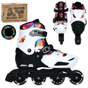 Ролики дитячі Profi Roller A4157-L-W (розсувні, розмір 39-42, колеса: 4 шт в один ряд/Ø70 мм/PU, гальмо: задніє,