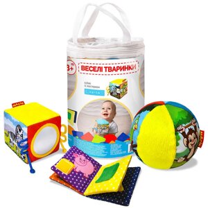Набір іграшок MC 090602-06 "Веселі тваринки" "Масік", м’ячик, кубик, книжечка, в сумці [Склад зберігання: Одеса №4]
