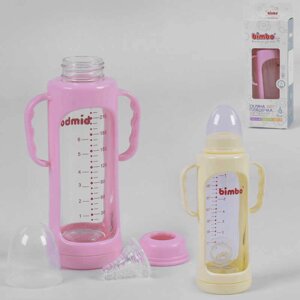 Пляшка скляна 15374 з силіконовою соскою, "BIMBO", 240 мл, 2 кольори, 1шт в коробці [Склад зберігання: Одеса №4]
