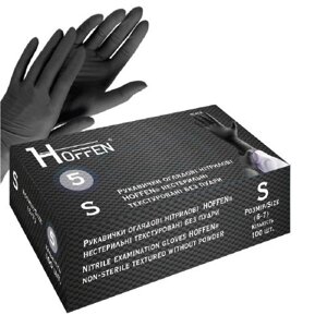 Рукавички нітрилові S Hoffen 5.0г нестерильні текстуровані б/п 50пар/уп Stenson HFN-13501S [Склад зберігання: Одеса №3]