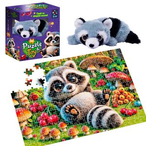 Пазли "Єнотик" DT200-09 260 деталей "Vladi Toys", розмір пазла: 320*470 мм, м'яка іграшка, постер, у коробці [Склад