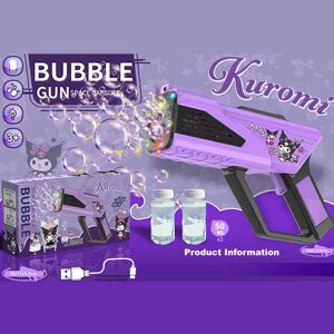 Пістолет з мильними бульбашками PP 277-3 вбудований акумулятор 3.7 V, автоматичний, підсвічування, 2 пляшечки з мильним