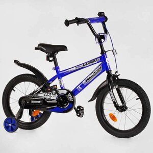 Велосипед 16" дюймів 2-х колесний CORSO “STRIKER" EX-16007 (1) ручне гальмо, дзвіночок, дод. колеса, ЗІБРАНИЙ НА 75%
