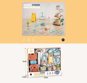 Набір для прибирання YY 212 пилосос, швабра, віник, совок, відро, знак попередження, мило, валик, в коробці [Склад