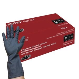 Рукавички латексні M Hoffen 14.5г нестерильні текстуровані підвищенного ризику б/п 25пар/уп Stenson HFN-23142M [Склад