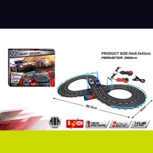 Трек JJ 203-1 2 машинки, 2 джойстики, на батарейках, розмір треку 96,5х48,3 см, масштаб 1:43, в коробці [Склад