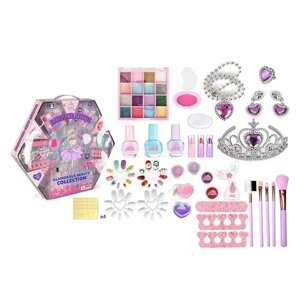 Набір косметики ZR 35 B тіні, лаки, накладні нігті, пензлики, глітери, блискітки, румяна, аксесуари, в коробці [Склад