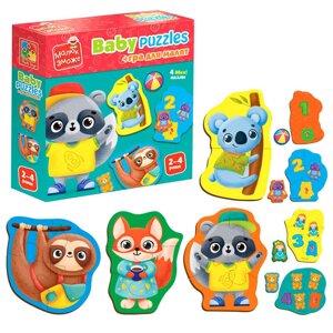 Пазли картонні з грою "Тварини. Іграшки" VT1722-27 укр "Vladi Toys" [Склад зберігання: Одеса №4]