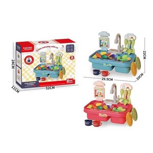 Набір посуду 33029 A 2 кольори, кран на батарейках, набір овочів та фруктів, посуд, коробці [Склад зберігання: Одеса №4]