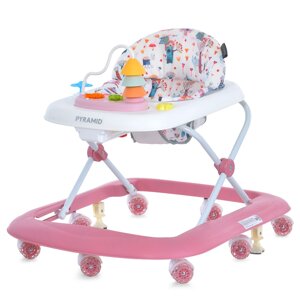 Ходунки дитячі El Camino ME 1217 Pink (колеса: 8 шт, стопори: музика, світло, кермо, рухомі детал, білий/рожевий)