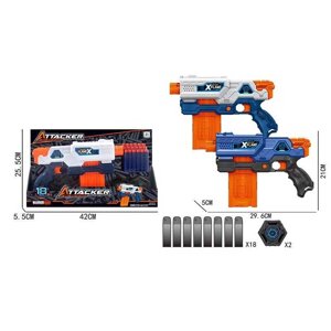 Автомат JLX 7257 2 кольори, механічний принцип роботи, 18 м’яких куль, 2 мішені, в коробці [Склад зберігання: Одеса №4]