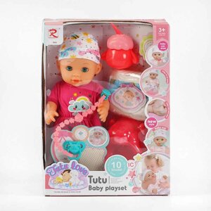 Пупс 9561 (24) "Tutu Baby playset", музичний чіп, характерні звуки та фрази, заплющує очі, аксесуари, в коробці [Склад