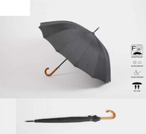 Парасолька C 68639 напівавтомат, d = 115 см, довжина 95 см, 16 спиць, дерев’яна ручка, в пакеті [Склад зберігання: