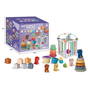 Набір для розвитку 1361 26 елементів, кубики, 2 пірамідки, куб-сортер, гра із намистинами, в коробці [Склад зберігання: