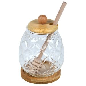 Банка для меду з ложкою на бамбуковій підставці 400мл Stenson R99462 [Склад зберігання: Одеса №3]