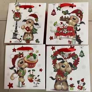 Пакет новорічний паперовий M "Christmas puppy" 26*32*10см Stenson (R90857-M) [Склад зберігання: Одеса №3]