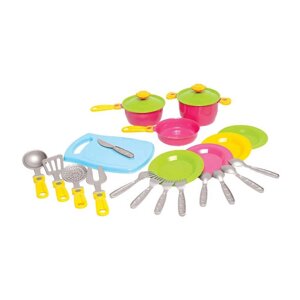 Набір посуду №2 +1677 (16) "Technok Toys" 2 каструлі, сковорідка, 2 кришки, досточка, 4 комплекти столових приладів,