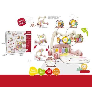 Ходунки 368-45 B 3в1, килимок, музична панель, музика, регулювання гучності, підсвічування, 4 брязкальця, дзеркальце, в