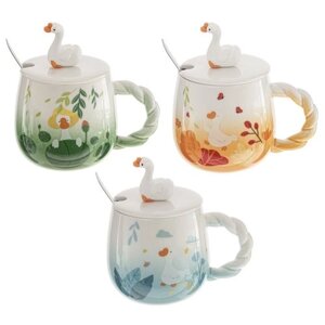 Чашка з кришкою та ложкою "Geese" 380мл Stenson R32292 [Склад зберігання: Одеса №3]
