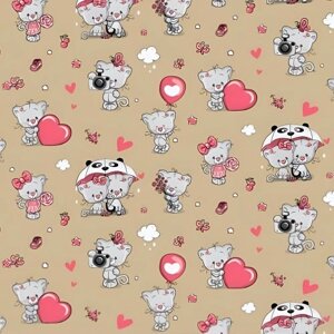 Папір пакувальний крафт "Ведмедик на бурому" 70*100см 10л/уп Stenson 1037БР [Склад зберігання: Одеса №3]