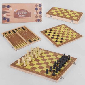 Шахи З 45026 (36) 3в1, дерев'яна дошка, дерев'яні шахи, в коробці [ Склад зберегання: Одеса № 4 ]