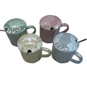 Чашка з кришкою та ложкою "Colored" 380мл Stenson R32280 [Склад зберігання: Одеса №3]