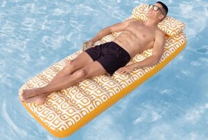 Матрас надувний для плавання BestWay 43836 «Комфорт плюш» (84*183 см, підсклянник, підголівник, вік 8+, до 100 кг)