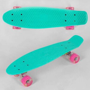 Скейт Пенні борд 6060 (8) Best Board, бірюзовий, дошка = 55см, колеса PU зі світлом, діаметр 6 см [Склад зберігання: