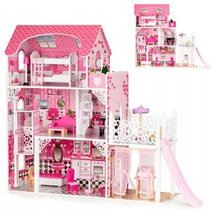 Будиночок для ляльок Bambi MD 0159 (41*80*121 см, дерево, 3 поверхи, кімнати, балкон, гірка, меблі) [Склад зберігання: