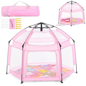 Дитячий ігровий намет Bambi MR 1512 Powder Pink (110*127*147 см, стіни з сітки, килимок, каркас: спиці, вхід із