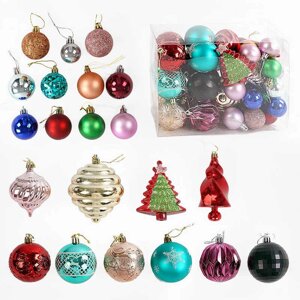 Новорічні прикраси C 67965 47 штук, кульки, ялинки, у слюді [Склад зберігання: Одеса №4]