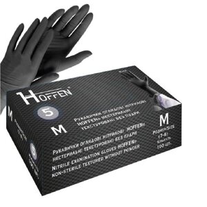 Рукавички нітрилові M Hoffen 5.0г нестерильні текстуровані б/п 50пар/уп Stenson HFN-13501M [Склад зберігання: Одеса №3]