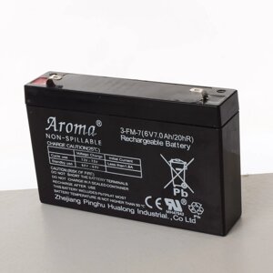 Акумулятор для дитячого електромобіля Aroma 6V7Ah-Battery (Pb/Ca, 6V, 7Ah/20Hr, 34*100*153 мм, Китай, 2022 рік) [Склад