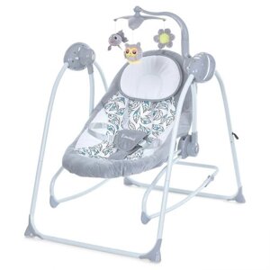 Крісло-гойдалка для немовлят з електро-заколисуванням El Camino ME 1076 EMMA Grey Mint Feathe (механізм гойдання: