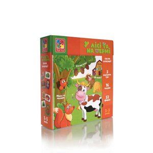 Міні-розвивашка асоціації "У лісі та на фермі" VT1804-46 укр "Vladi Toys", 32 картки, 2 фішки [Склад зберігання: Одеса