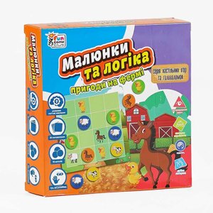 Настільна гра "Малюнки та логіка - Пригоди на фермі" UKB-B 0031 "4FUN Game Club" українською мовою, в коробці [Склад