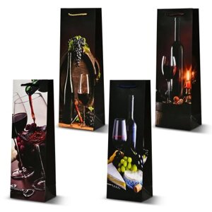 Пакет подарунковий паперовий під пляшку "Wine tour" 36*12.5*8см Stenson R95007 [Склад зберігання: Одеса №3]