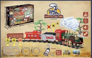 Залізниця 3096 A/B радіокерування, пульт 27 MHz, звук, підсвічування, парогенератор, локомотив+3 вагони, декорації, в