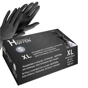 Рукавички нітрилові XL Hoffen 5.0г нестерильні текстуровані б/п 50пар/уп Stenson HFN-13501XL [Склад зберігання: Одеса